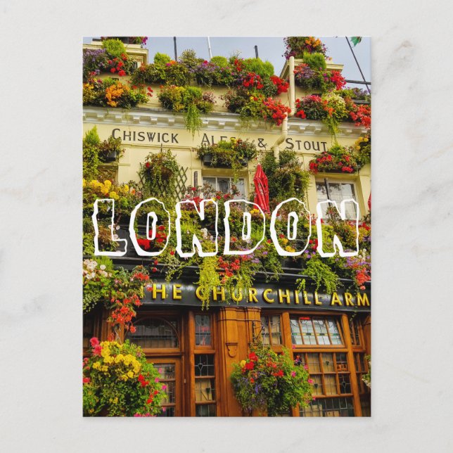 London England Großbritannien Churchill Arms Postkarte (Vorderseite)