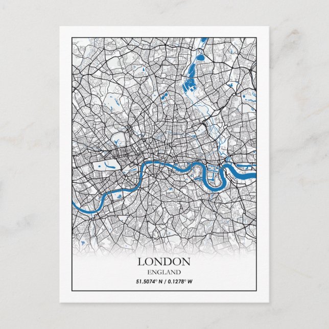 London England Großbritannien City Map Travel Postkarte (Vorderseite)