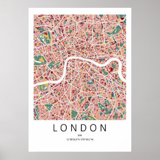 London England Kartenposter | Moderne Stadt-Wandku Poster