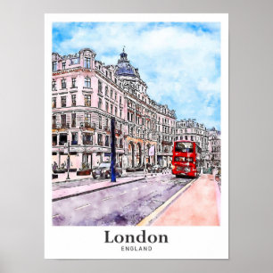 London England Kunst Reise Aquarell Handgezeichnet Poster