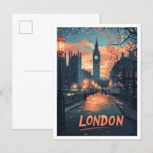 London England Kunst Vintage-Illustration Reise Postkarte