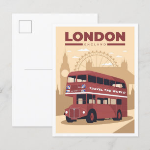 London England Kunst Vintage Reise Illustration Postkarte