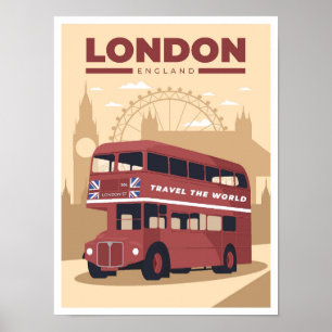 London England Kunst Vintage Reiseillustration Poster