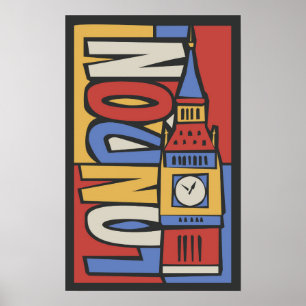 London, England   Lebhaftes Handrawn Design Poster