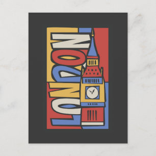 London, England Lebhaftes Handrawn Design Postkarte