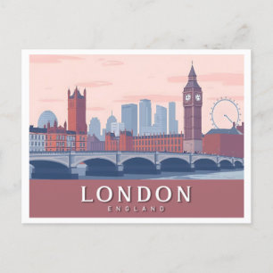 London England Pastel Travel Design Postkarte