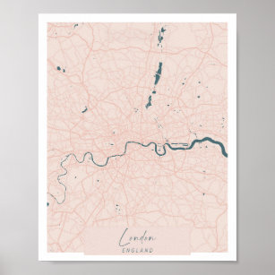 London England Pink und Blue Niedlich Script Stree Poster