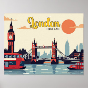 London England Pop-Art-Reiseillustration Poster