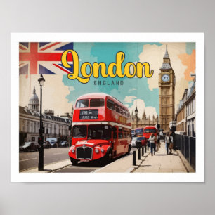 London England Pop-Art-Reiseillustration Poster