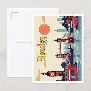 London England Pop Art Travel Illustration Postkarte