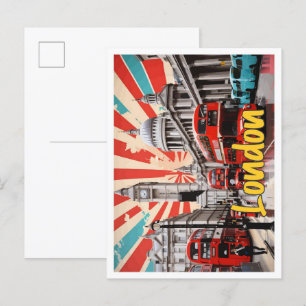 London England Pop Art Travel Illustration Postkarte