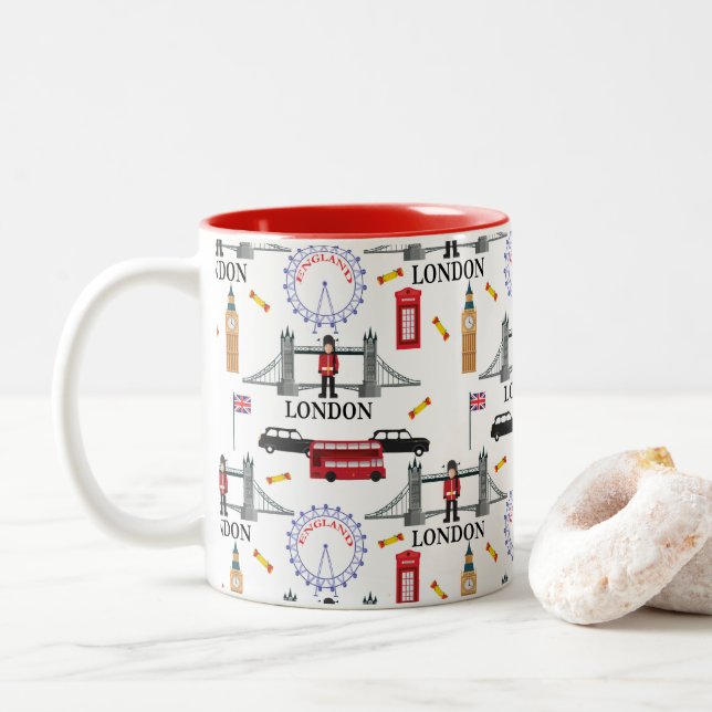 London England Queens Guard Englisches Muster Zweifarbige Tasse (Mit Donut)