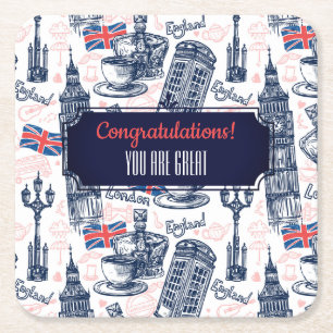 London, England Rechteckiger Pappuntersetzer