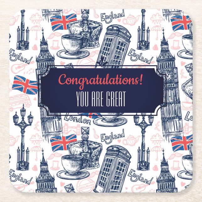 London, England Rechteckiger Pappuntersetzer (Vorderseite)