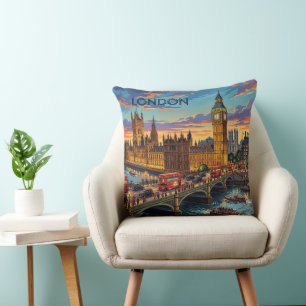 London England Reise Kunst Vintage Kissen