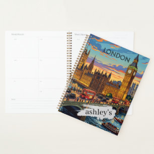 London England Reise Kunst Vintage   Personalisier Planer