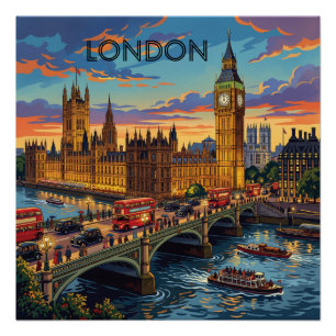 London England Reise Kunst Vintage Poster