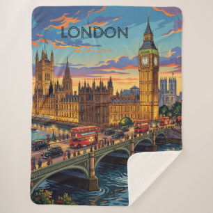 London England Reise Kunst Vintage Sherpadecke