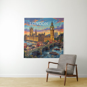 London England Reise Kunst Vintage Wandteppich