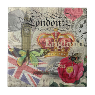 London England Reise Vintage Europa Kunst Fliese