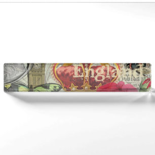 London England Reise Vintage Europa Kunst Namensplakette
