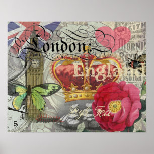 London England Reise Vintage Europa Kunst Poster
