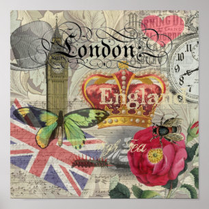 London England Reise Vintage Europa Kunst Poster
