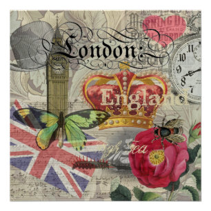 London England Reise Vintage Europa Kunst Poster