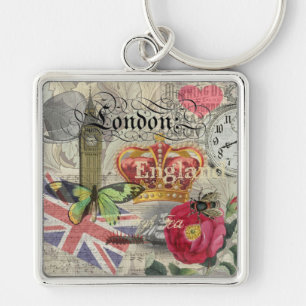 London England Reise Vintage Europa Kunst Schlüsselanhänger
