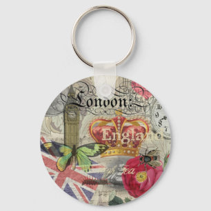 London England Reise Vintage Europa Kunst Schlüsselanhänger