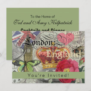 London England Reisen Vintag Europe Art Einladung