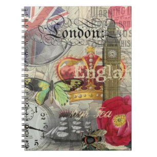 London England Reisen Vintag Europe Art Notizblock