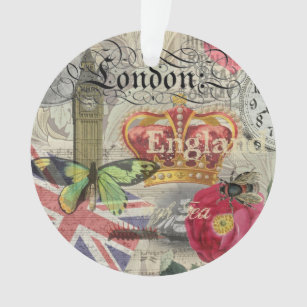 London England Reisen Vintag Europe Art Ornament