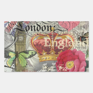 London England Reisen Vintag Europe Art Rechteckiger Aufkleber