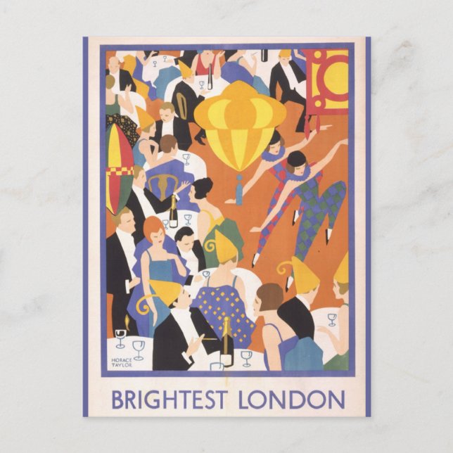 London England Reisen Vintages Party Postkarte (Vorderseite)