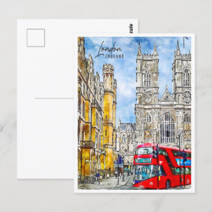 London England Reiseort Wasserfarbe Postkarte