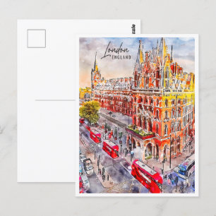 London England Reiseort Wasserfarbe Postkarte