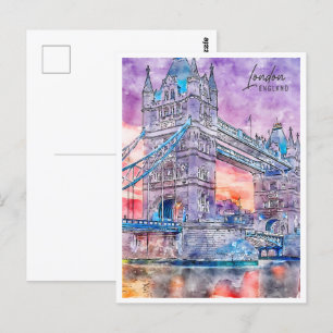 London England Reiseort Wasserfarbe Postkarte
