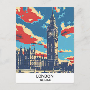 London England Retro Artwork Travel Postkarte