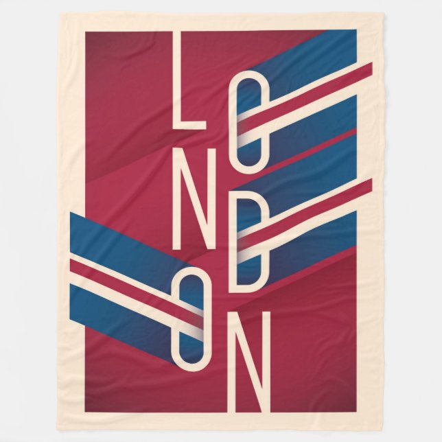 London, England| Retro Illustrierte Typografie Fleecedecke (Vorderseite)