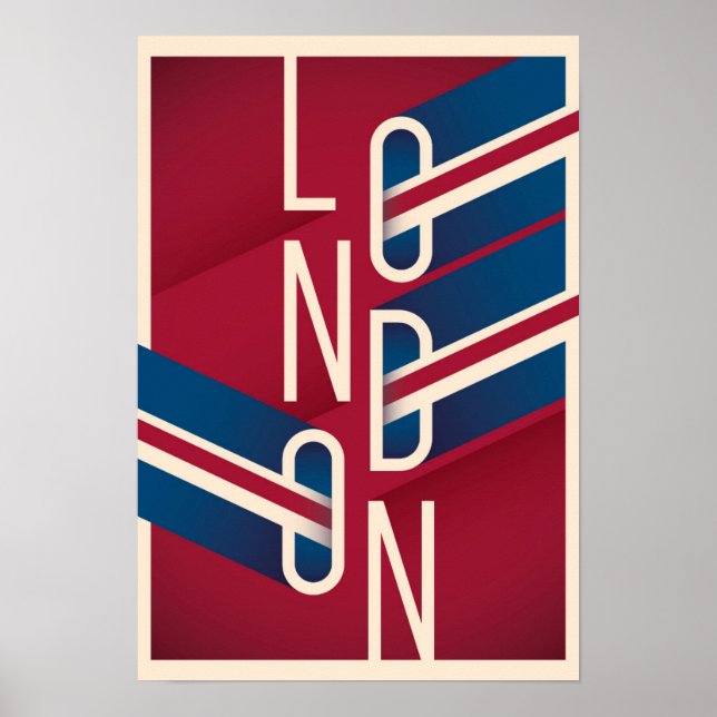 London, England | Retro Illustrierte Typografie Poster (Vorne)