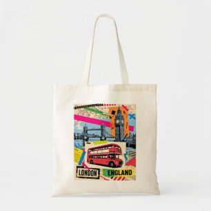 London England Retro Pop Art Vintage Bus Reise Tragetasche