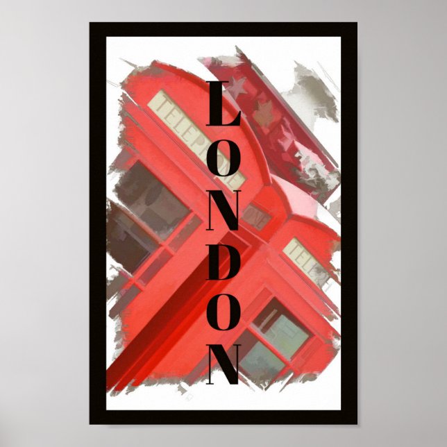 London England Retro Red Phone Booth Poster (Vorne)