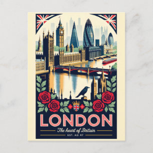 London England Retro-Reiseplakat-Kunst Feiertagspostkarte