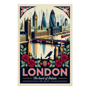 London England Retro-Reiseplakat-Kunst Poster