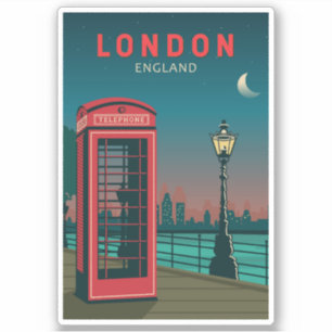 London England Retro Travel Art Vintag Aufkleber