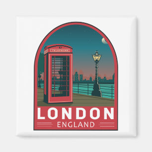 London England Retro Travel Art Vintag Magnet