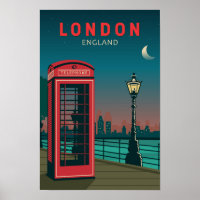 London England Retro Travel Art Vintag