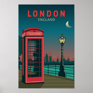 London England Retro Travel Art Vintag Poster