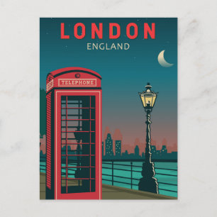 London England Retro Travel Art Vintag Postkarte